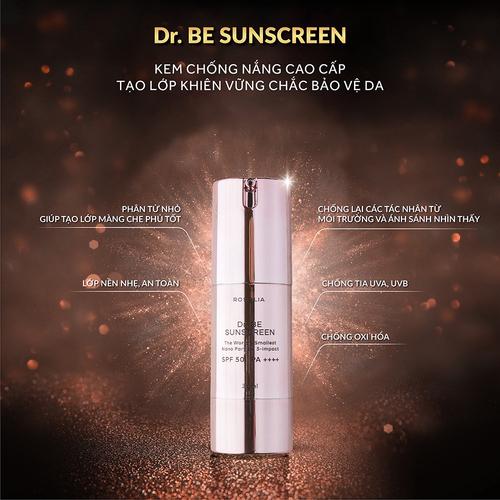 Kem Chống Nắng SPF50 PA++++ Cho Da Mụn, Da Yếu Nhạy Cảm...An Toàn Cho Trẻ Từ 6 Tháng Tuổi Dr Be Rosalia