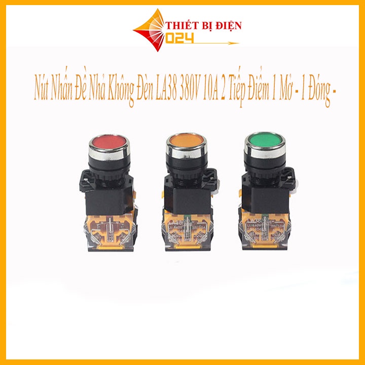 Nút Nhấn Đề Nhả Không Đèn LA38 380V 10A 2 Tiếp Điểm 1 Mở - 1 Đóng