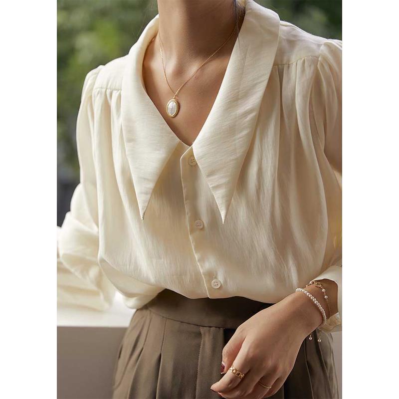 Áo sơ mi tay phồng phong cách retro Pháp thời trang mùa thu cho nữ
