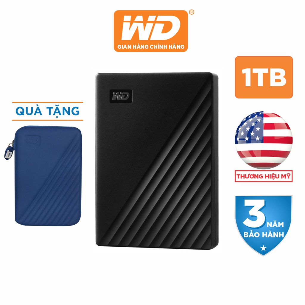 Ổ Cứng Di Động WD My Passport 1TB 2.5 USB 3.2 - WDBYVG0010BBK-WESN - Hàng Phân Phối Chính Hãng