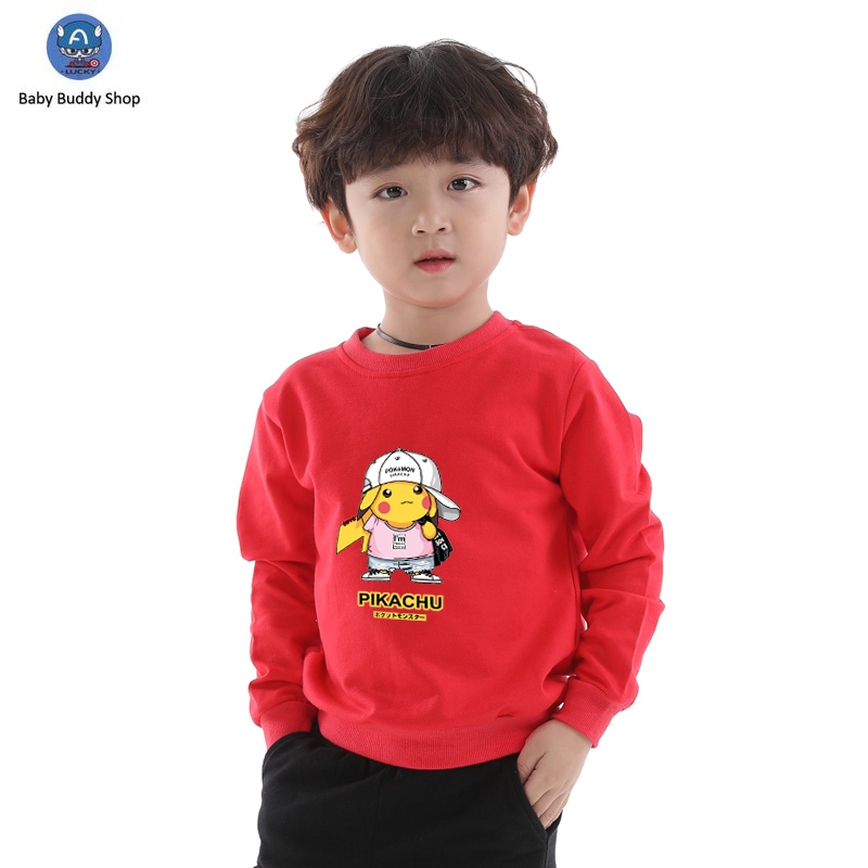 Áo Sweater Tay Dài In Hình Pikachu Dễ Thương 10 Màu Lựa Chọn Cho Bé