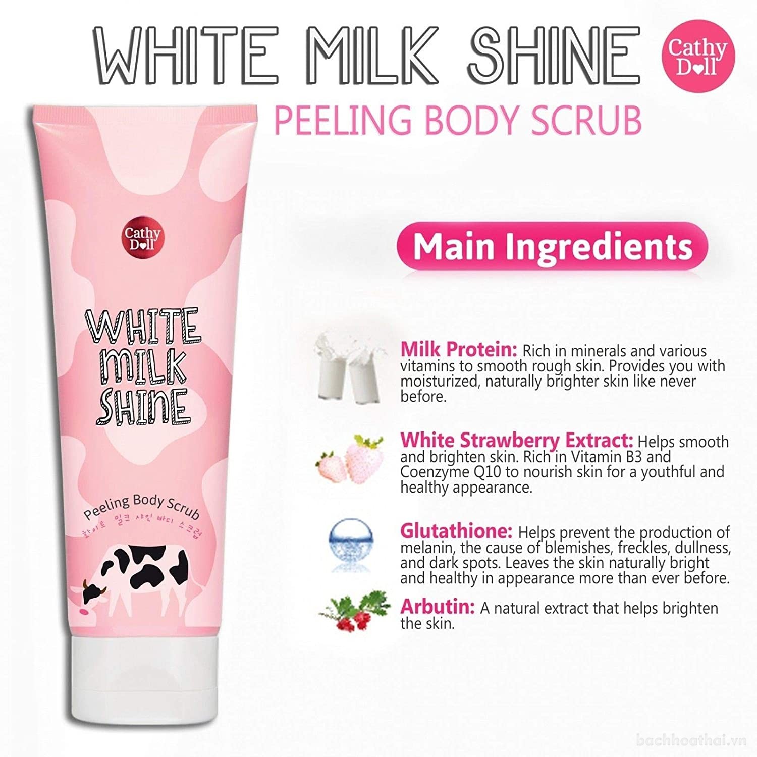 Gel tẩɏ tế bào chết toàn thân White Milk Shine Peeling Body Scrub Thái Lan