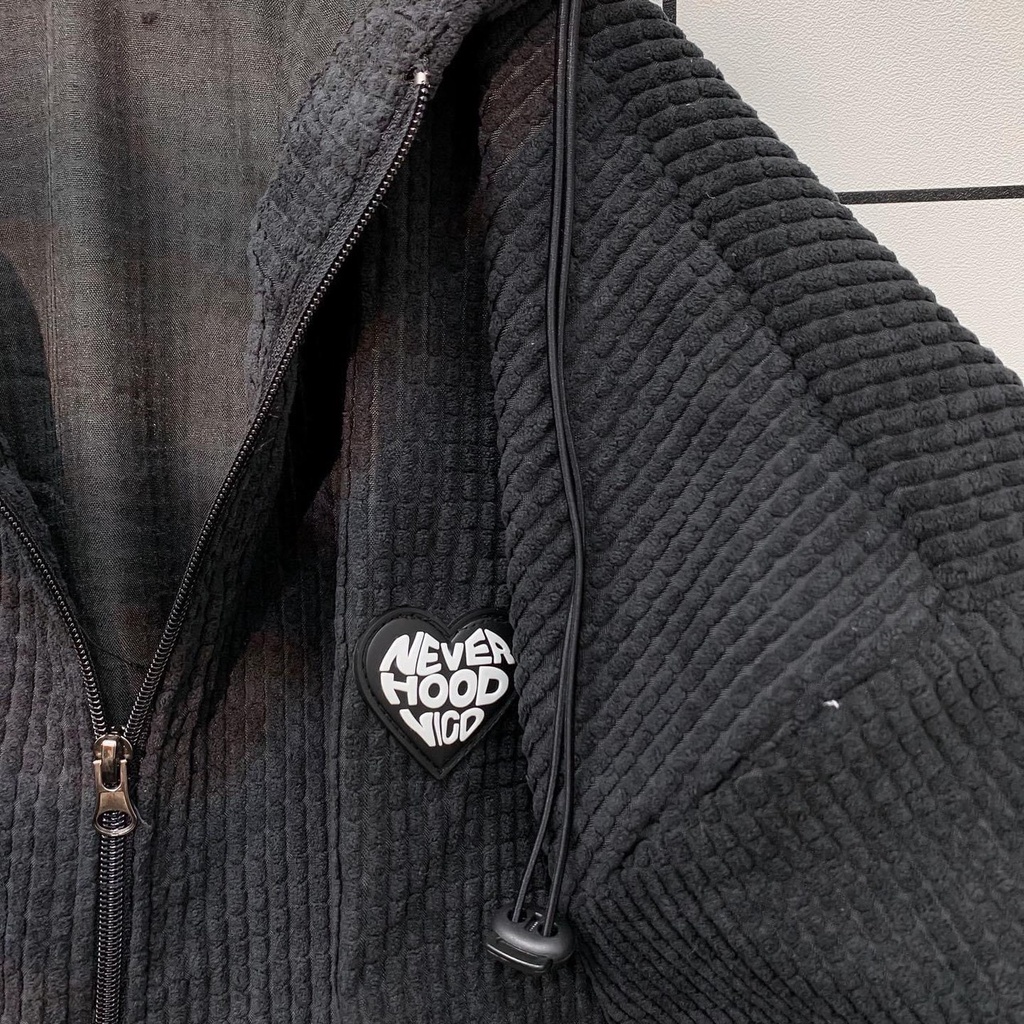 Khoác Nỉ Thêu Tim Chữ Nevver Dáng Rộng Chất Tăm Sọc Form To Nam Nữ