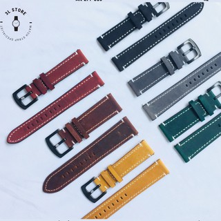 [DA NGỰA] Dây da đồng hồ nam chốt thông minh 18mm 20mm 22mm 24mm cho đồng hồ apple và samsung galaxy watch, gear s2 s3