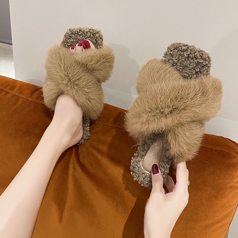 Dép Lông Cừu Đế Dày Thời Trang Thu Đông 2022 Mới Cho Nữ