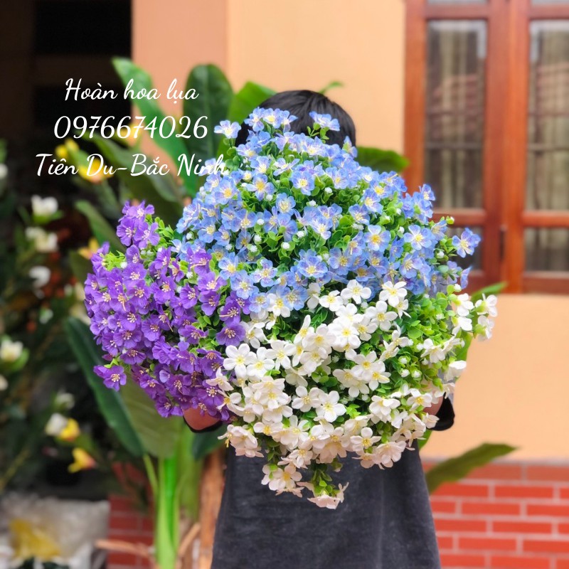 Hoa sam cụm đẹp giống thật, phù hợp cắm giỏ cói, bình, trang trí ban công tường rào.