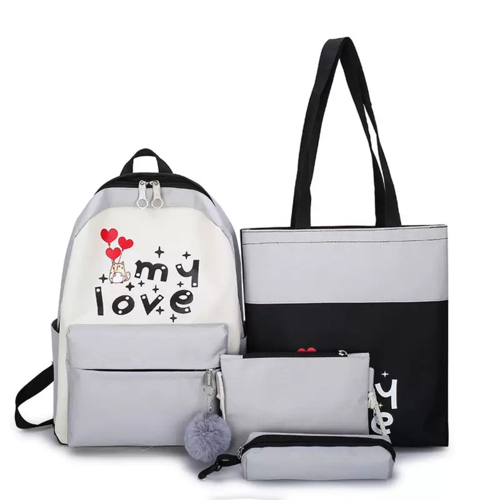 cặp đi học, cặp đi học nữ, set balo 4 món my love của nữ, cặp học sinh cấp 2 4 món, balo học sinh co