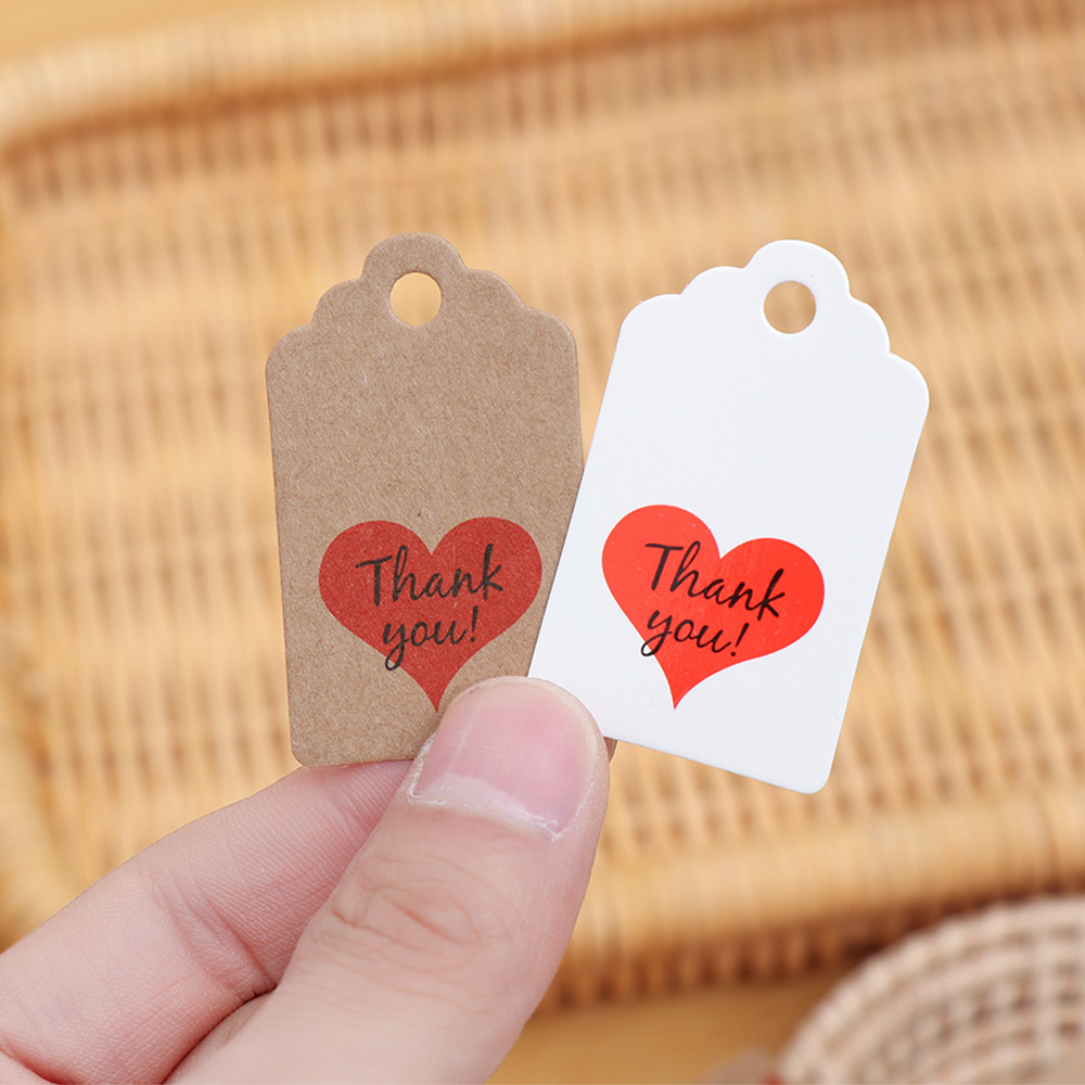 Set 100 Thẻ Giấy Chữ Thank You Kèm Dây Treo Trang Trí