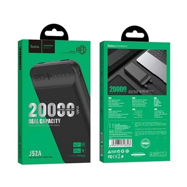 ⚡Mới⚡Pin Dự Phòng Hoco J52A J52 Bản Nâng Cấp 10000mAh - 20000mAh ✔️ Sạc 2 Thiết Bị Cùng Lúc - Hàng Chính Hãng