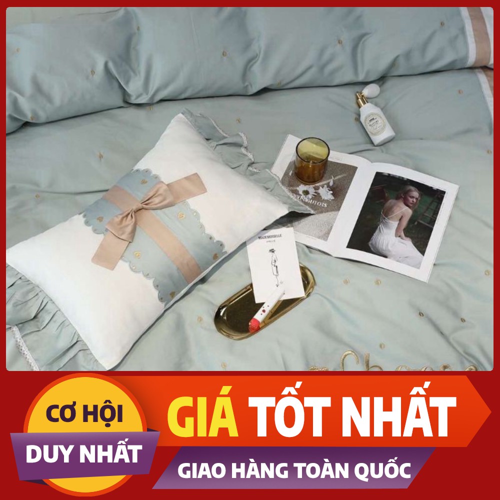 Chăn ga lụa thêu bánh bèo