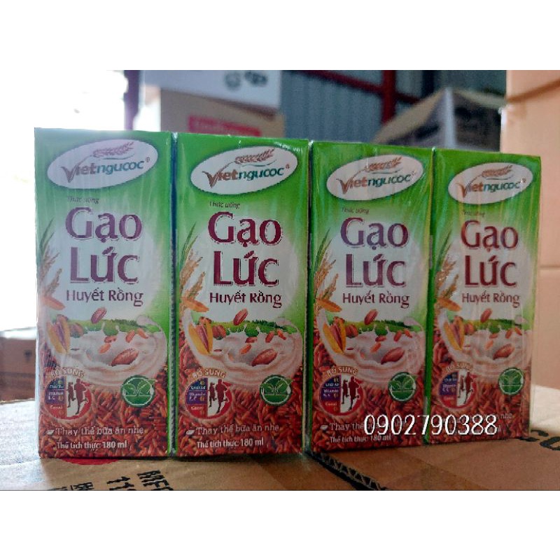 (Lốc 4 hộp) Sữa Gạo Lức Huyết Rồng Việt Ngũ Cốc 180ml