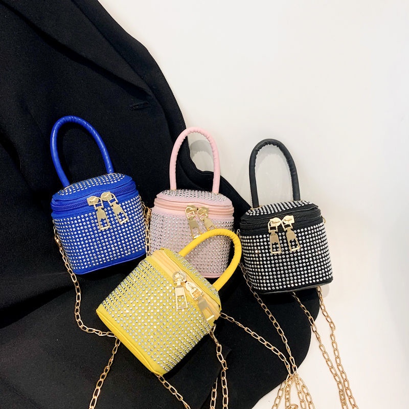 Túi Đeo Vai Hình Vuông Cỡ Nhỏ Đính Đá Lấp Lánh Phong Cách Phương Tây Thời Trang Sang Trọng Cho Nữ