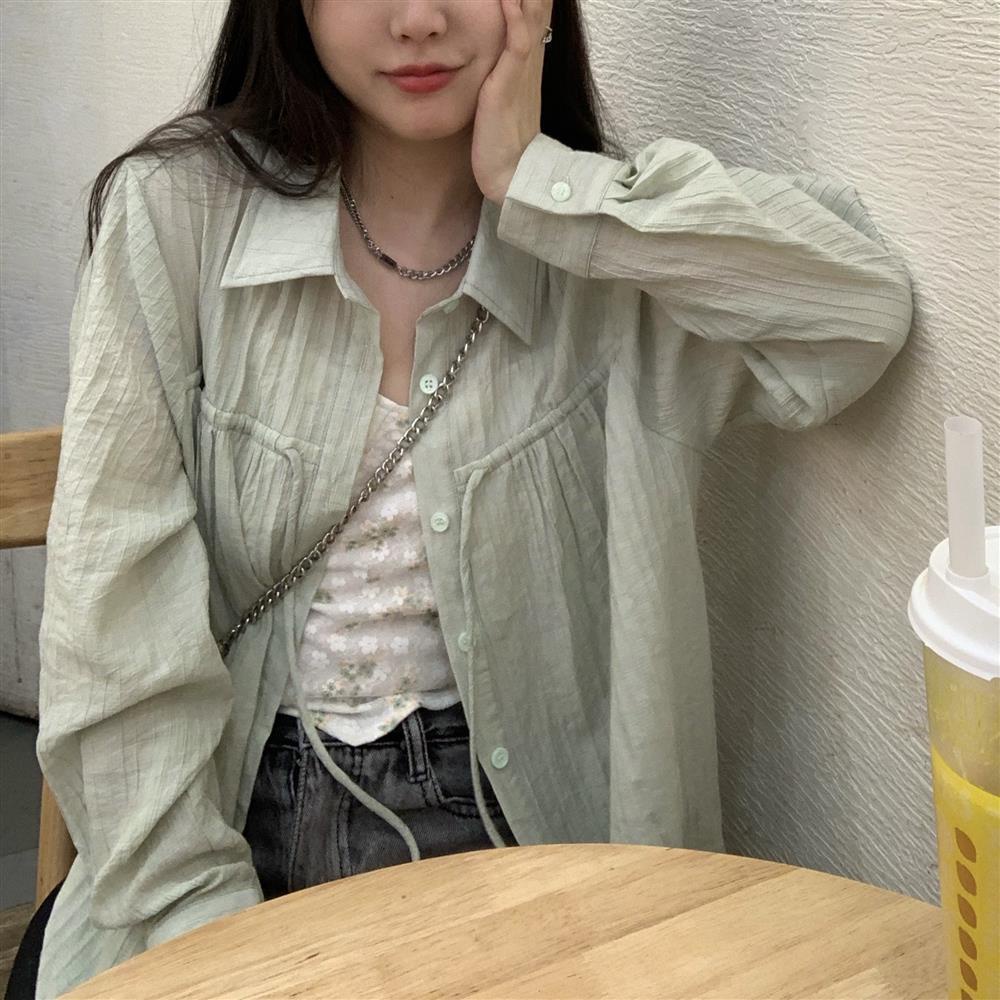 Áo Sơ Mi Chống Nắng Tay Dài Dáng Rộng Màu Trơn Thời Trang 2022