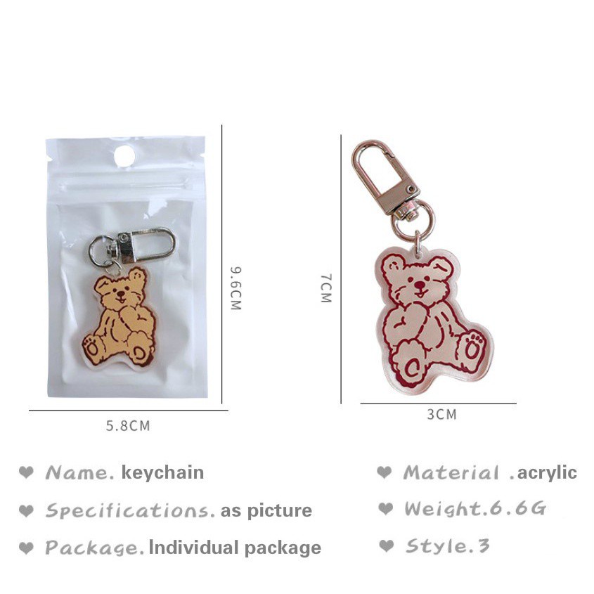 Móc Khóa Hai Mặt Hình Gấu Dễ Thương Phong Cách Hàn Quốc
