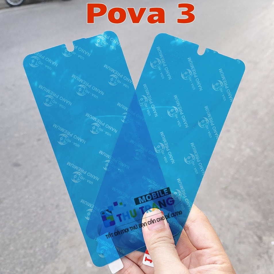 Dán cường lực dẻo Nano Tecno Pova 3 Pova 2 Pova 4 Pova 4 Pro Nmặt trước trong suốt chống va đập sứt mẻ full màn 98%