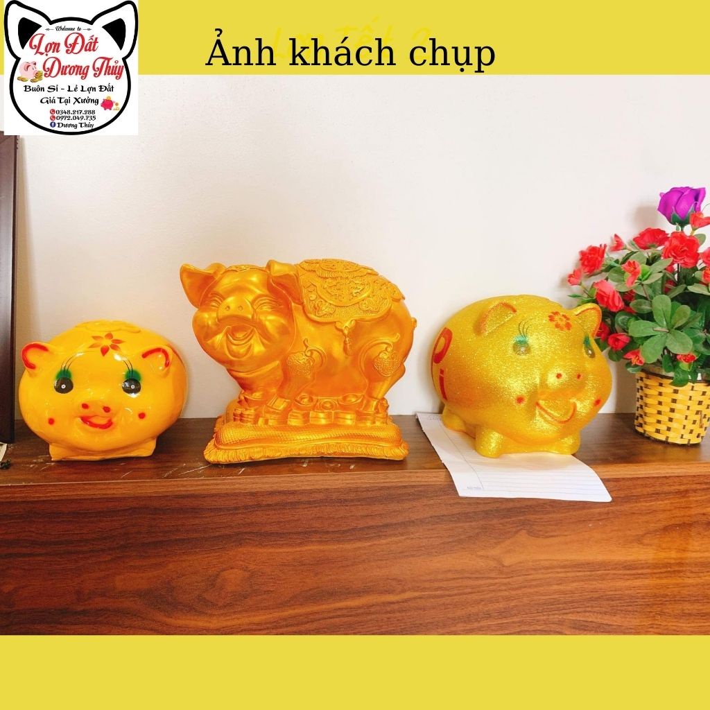Lợn đất Tết / lợn đất tiết kiệm bệ vàng / Heo đất