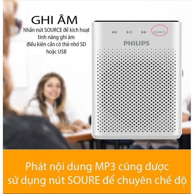 CHÍNH HÃNG - GIÁ GỐC Loa trợ giảng không dây cao cấp PHILIPS SBM230 cảm ứng 1 chạm