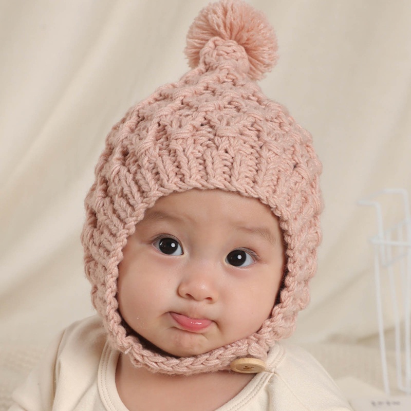 Mũ Len Beanie Mềm Mại Dày Dặn Giữ Ấm Tai Dễ Thương Cho Bé Sơ Sinh