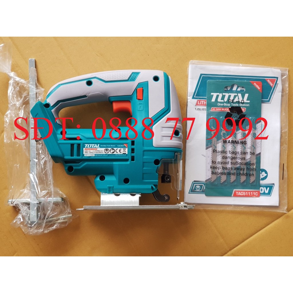 COMBO MÁY CƯA LỌNG DÙNG PIN 20V TOTAL TJSLI8501 + PIN 20V 2AH TFBLI2001+ SẠC NHANH TFCLI2003