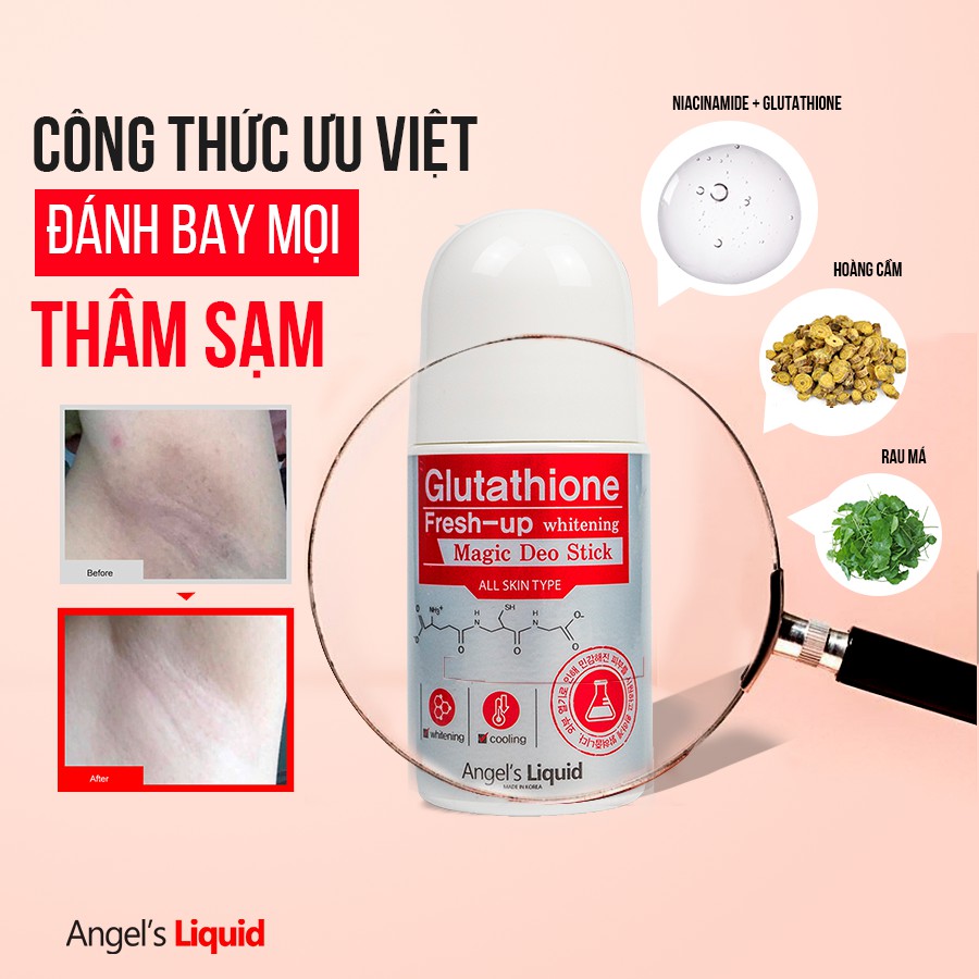 Lăn Khử Mùi ANGEL’S LIQUID Dưỡng Trắng Giảm Thâm Glutathione KOREA