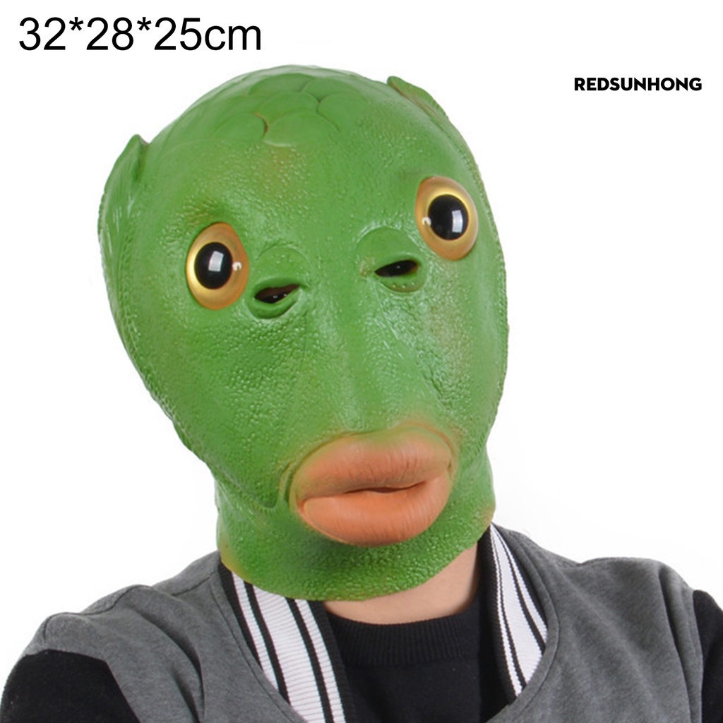 Mặt Nạ Hóa Trang Hình Đầu Cá Xanh Bằng Cao Su