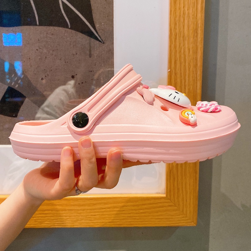 Xăng đan Nhựa EVA Đế Bệt 2cm Chống Trượt Hở Lỗ Hình Gấu/Dâu Tây/Phi Hành Gia Dễ Thương