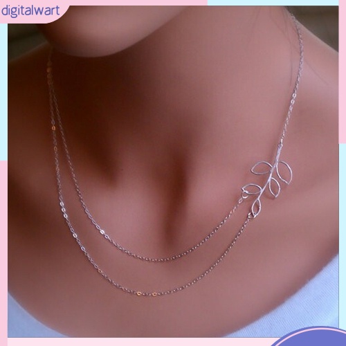 Dây chuyền hai lớp mặt hình chiếc lá xinh xắn dành cho nữ