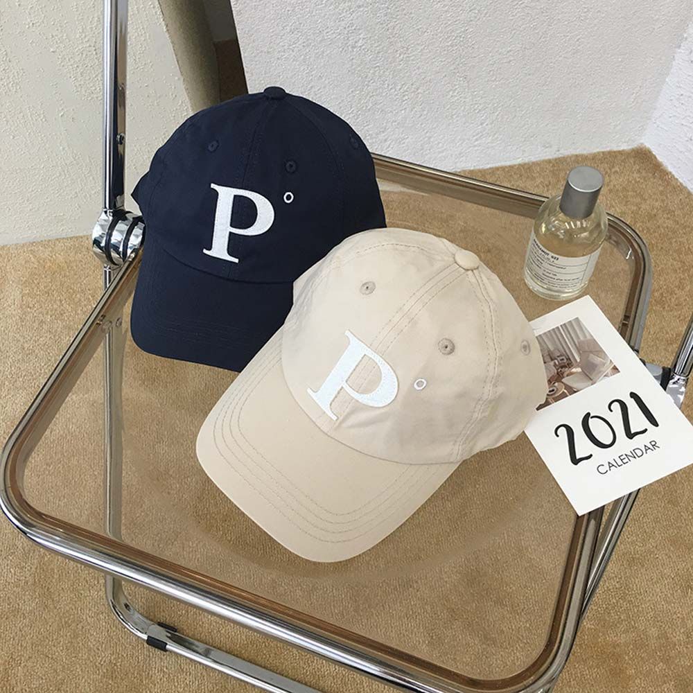 Mũ lưỡi trai mềm mại thêu chữ P màu kẹo đơn giản phong cách Hàn Quốc cho cặp đôi