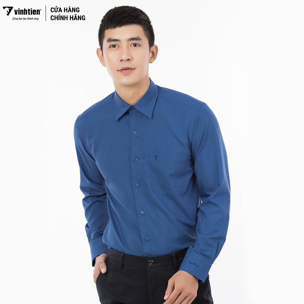 Áo Sơ Mi Dài Tay Màu Modal Regular Fit 369 Vĩnh Tiến - LM5-G809 - Xanh navy