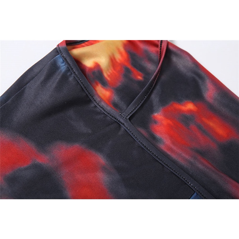 Đầm Hai Dây Hở Lưng In Họa Tiết Nghệ Thuật Thời Trang Cho Nữ