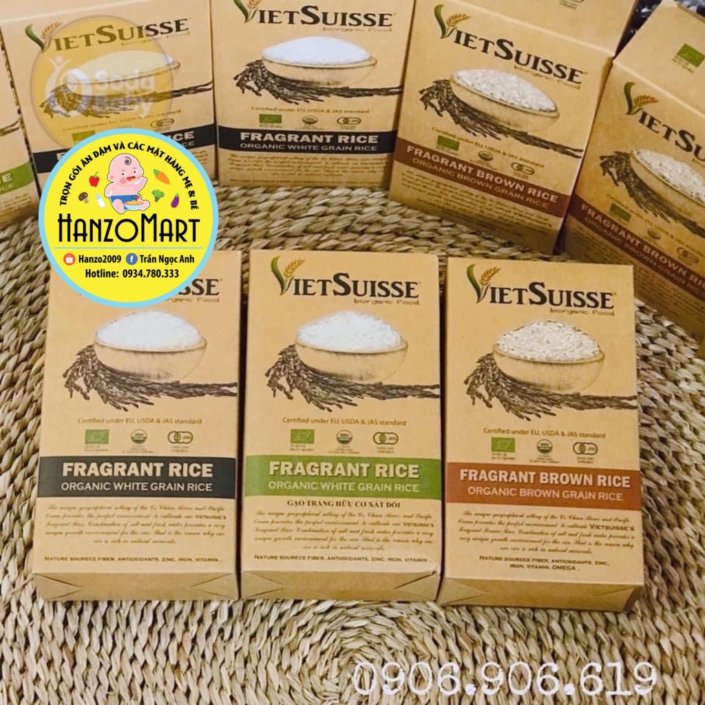 Gạo hữu cơ cho bé ăn dặm Vietsuisse / Hokkaido / Gạo ngũ cốc / hoa sữa (túi 1kg)