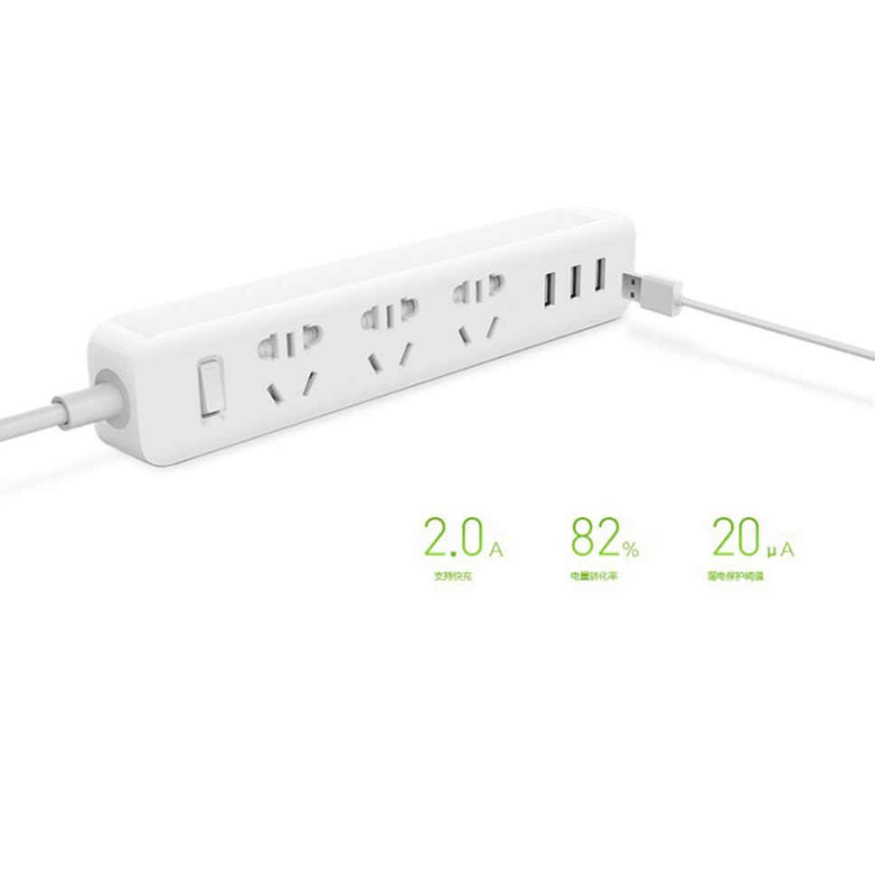 SALE KỊCH SÀN Ổ điện 2A sạc nhanh Xiaomi Mi Power Strip+Giắc cắm điện chuyển đổi ổ 3 chấu thành 3 chấu BH 6 tháng GIÁ TỐ