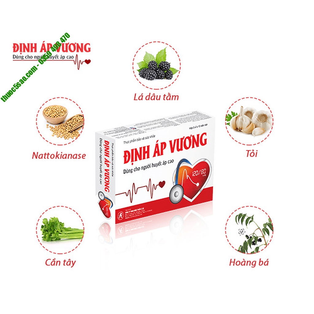 Định Áp Vương - hỗ trợ hạ huyết áp ở người huyết áp cao từ thảo dược, Nattokinase, lá dâu và dầu tỏi
