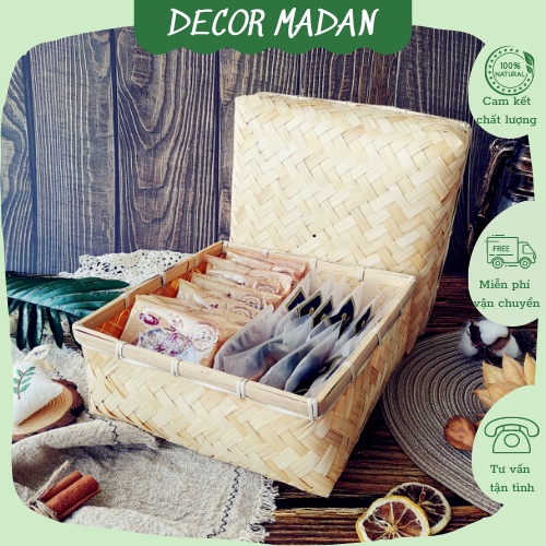Hộp Tre Đựng Đồ Đa Năng Khay Đựng Trà Bánh Thùng Đựng Quần Áo Đồ Lót Đồ Chơi Cứng Cáp - MADAN