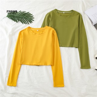 Áo Croptop, áo croptop Tay Dài Cổ Tròn Thiết Kế Dáng Rộng freesize