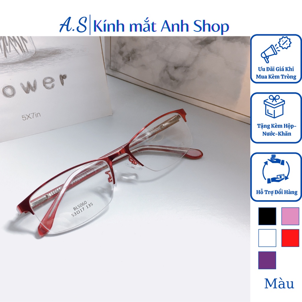 Gọng kính xẻ cước kim loại nam nữ nhiều màu sắc sw nhận cắt mắt cận viễn loạn