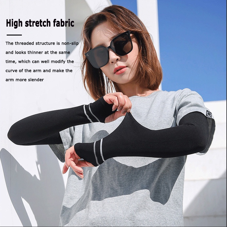 Set 2 Găng Cánh Tay Chống Nắng Và Tia UV Bằng Lụa Lạnh Bảo Vệ Khi Chơi Thể Thao