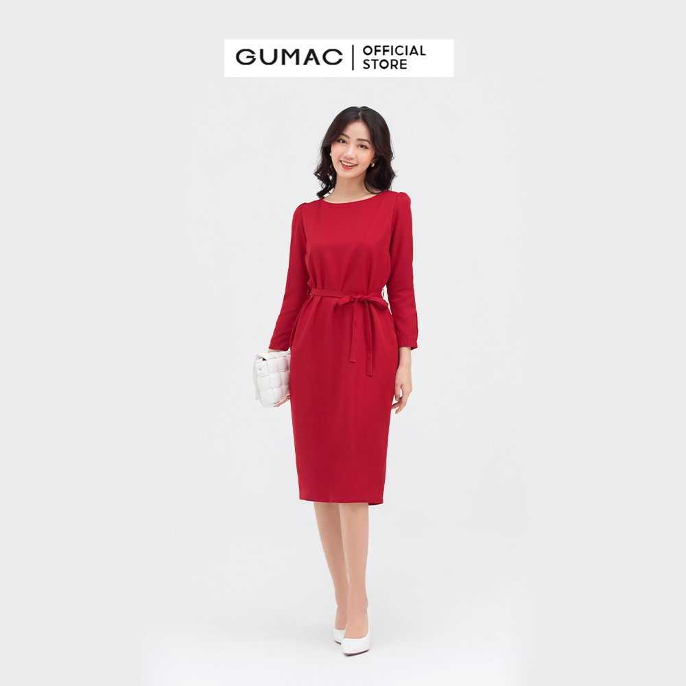Đầm nữ tay dài thắt eo GUMAC ôm body quyến rũ DB817
