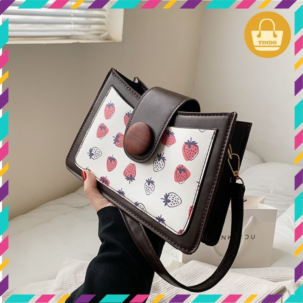 [SALE GIÁ GỐC] Túi xách nữ mini đẹp họa tiết hình dâu tây và hình mèo đáng yêu phong cách dạo phố [2954]