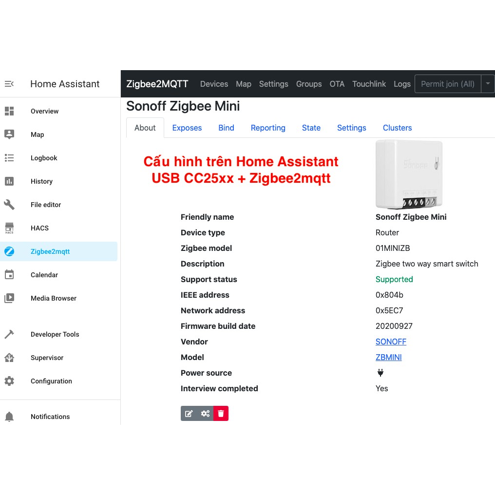 Công tắc Mini Sonoff Module Zigbee 3.0, App eWelink/ Home Assistant, cần có Bộ trung tâm ZBBridge.