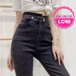 QUẦN JEANS NỮ LƯNG CAO PHỐI KHOEN