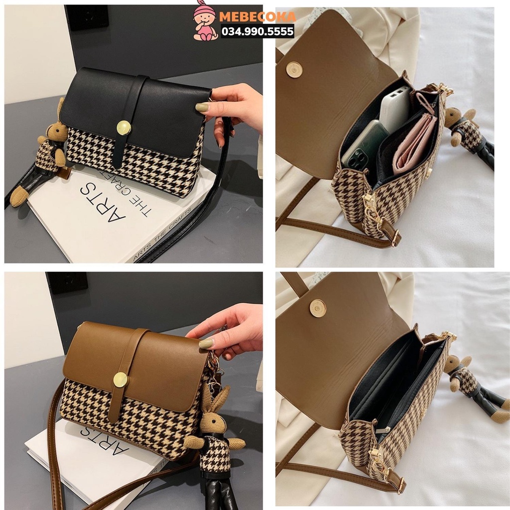 Túi xách nữ công sở, Túi đeo chéo Quảng Châu da kẻ sọc cao cấp, sang trọng, thời trang đẳng cấp COKABAG