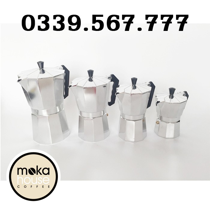 Ấm pha 3/6/9 cốc Cà phê Moka/Espresso/Latte phong cách Ý