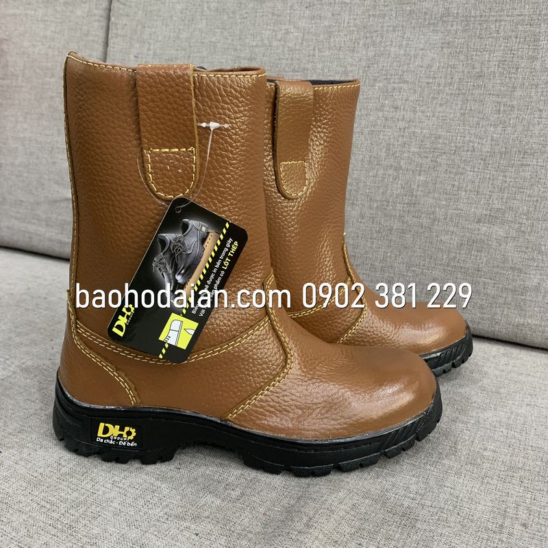 Ủng da bảo hộ lao động DH-group màu nâu mũi thép