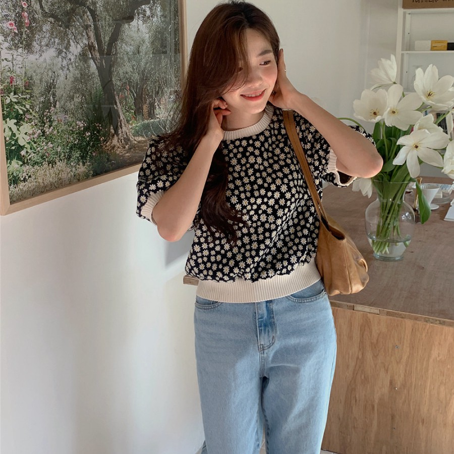 Áo Crop Top Xiaozhainv Tay Phồng Cổ Tròn 3 Màu Sắc Tùy Chọn Phong Cách Hàn Quốc Xinh Xắn Cho Nữ