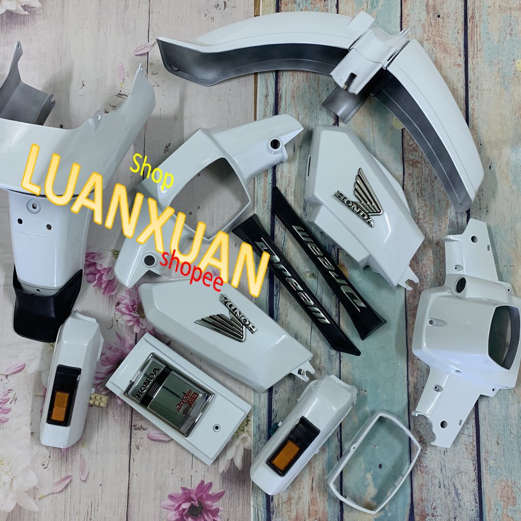 Bộ dàn áo xe Dream 2-Full  vỏ nhựa xe dream thái TẶNG TEM NỔI -dream ll -dream màu TRẮNG -nhựa ABS loại 1