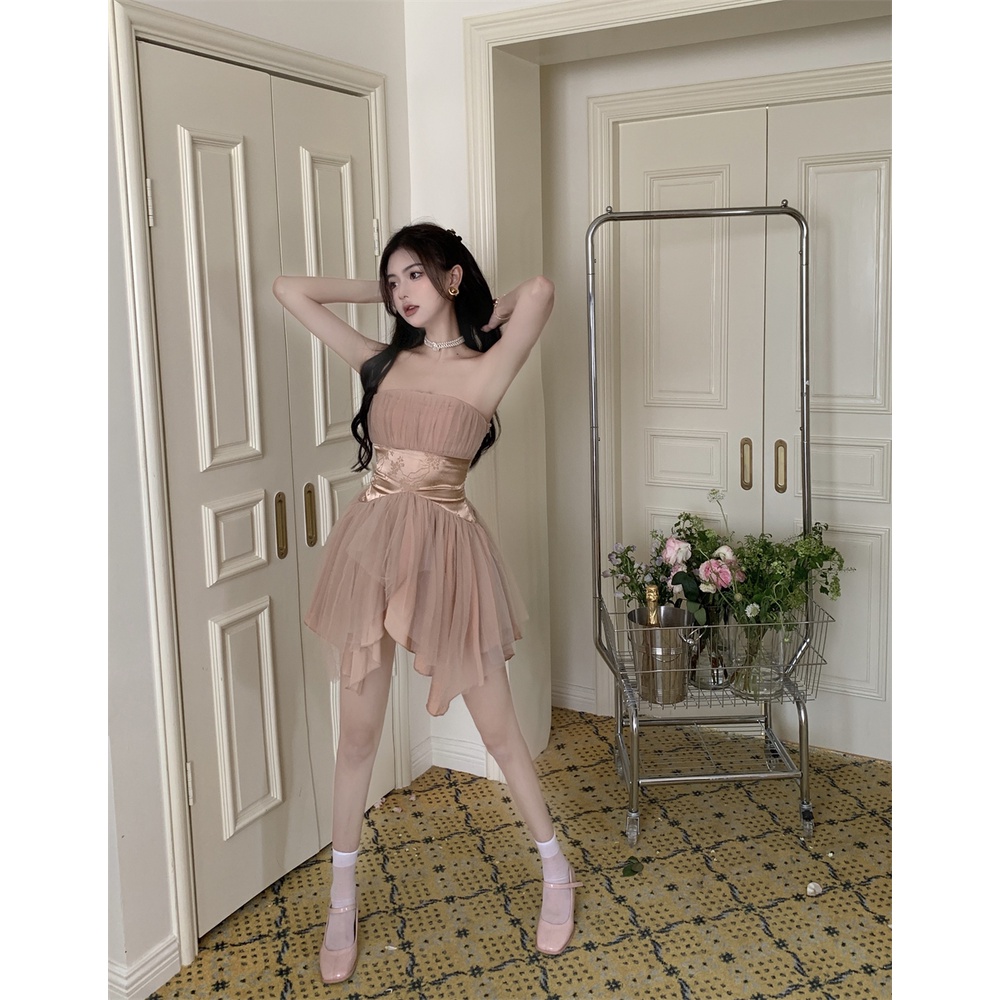 Đầm Chiffon Không Tay Lưng Cao Phong Cách Thời Trang Hàn Quốc Mới