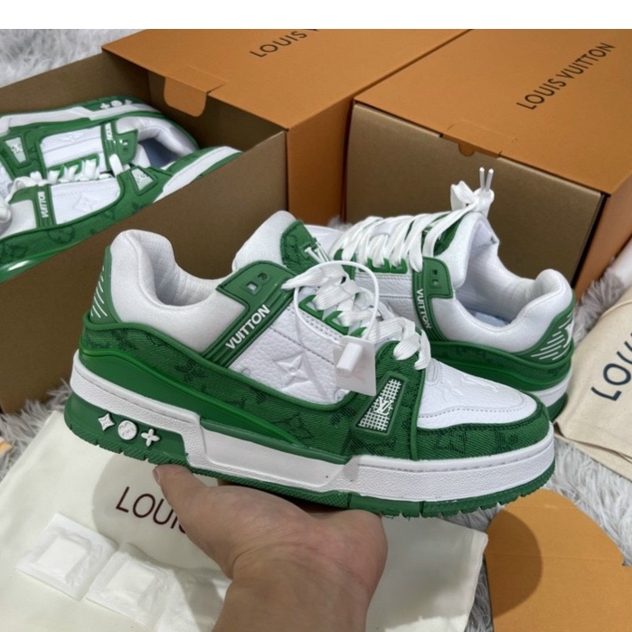 giày LV xanh lá trắng , giày louis vuitton xanh green cao cấp