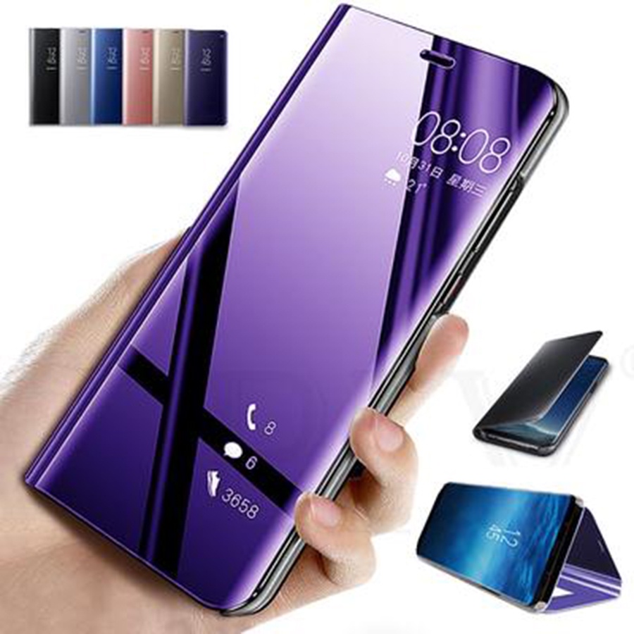 Bao Da Điện Thoại Nắp Lật Mặt Gương Thông Minh Cho samsung galaxy note 9 8 10 10 plus s6 s7 Ốp
