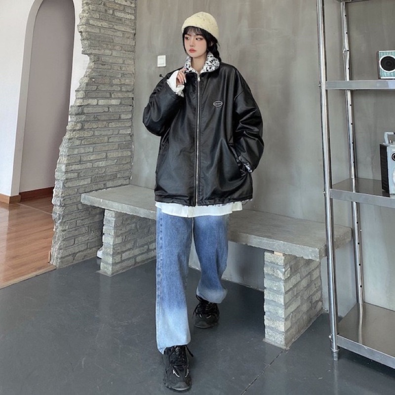 SẴN ÁO KHOÁC DA BEO HAI MẶT HÀNG CAO CẤP LÓT LÔNG SIÊU DÀY